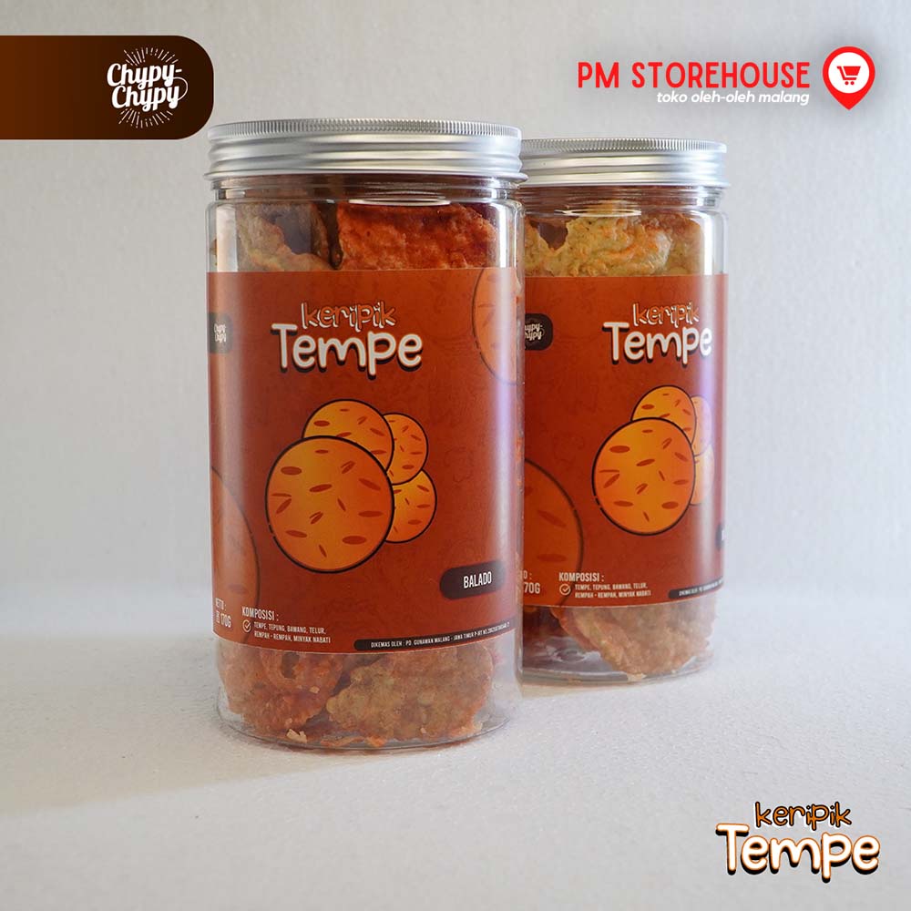 Keripik Tempe Balado Super Renyah Chypy Asli Malang - Kemasan Toples