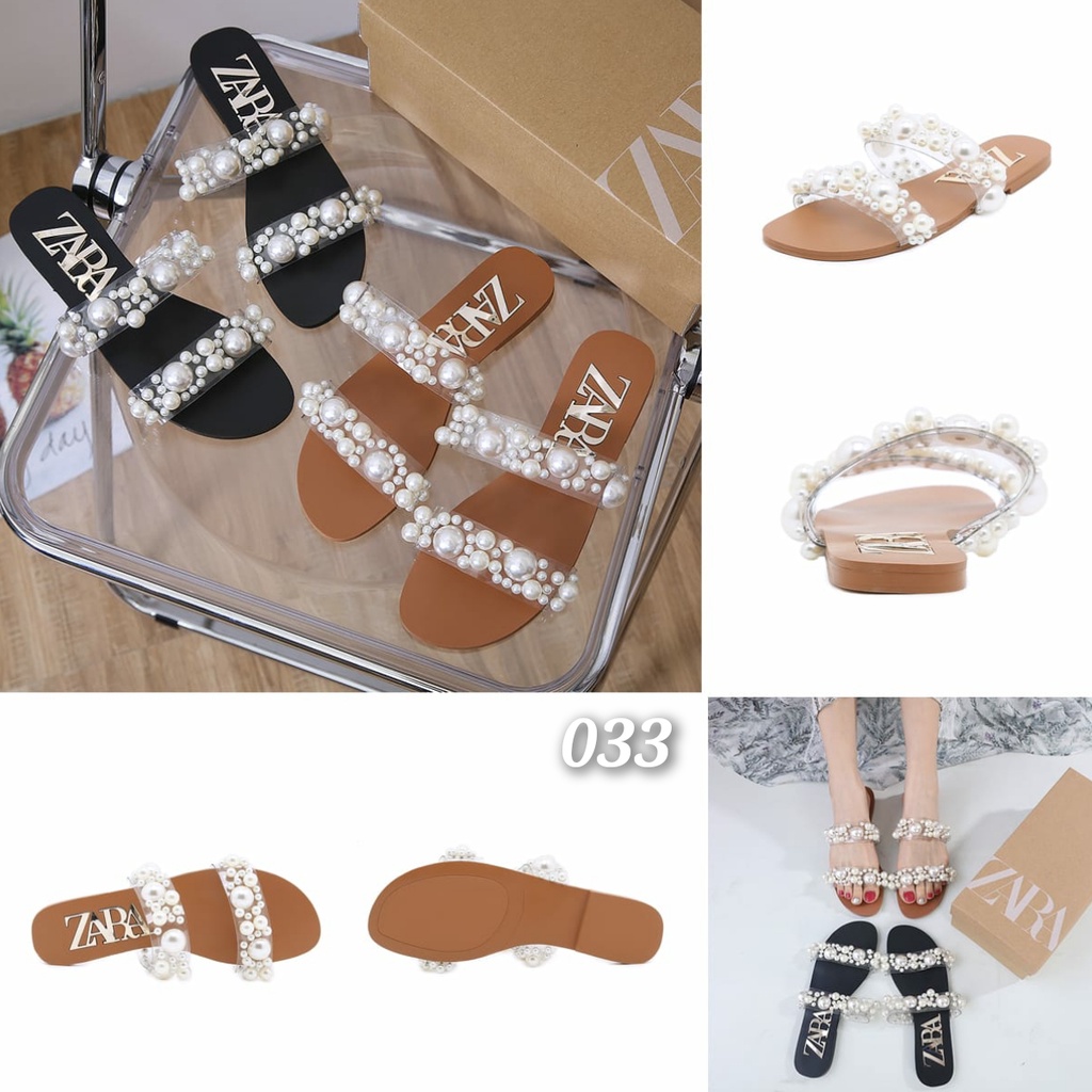 NEW ARRIVAL SANDAL WANITA IMPORT SLOP FULL MUTIARA  KODE 033