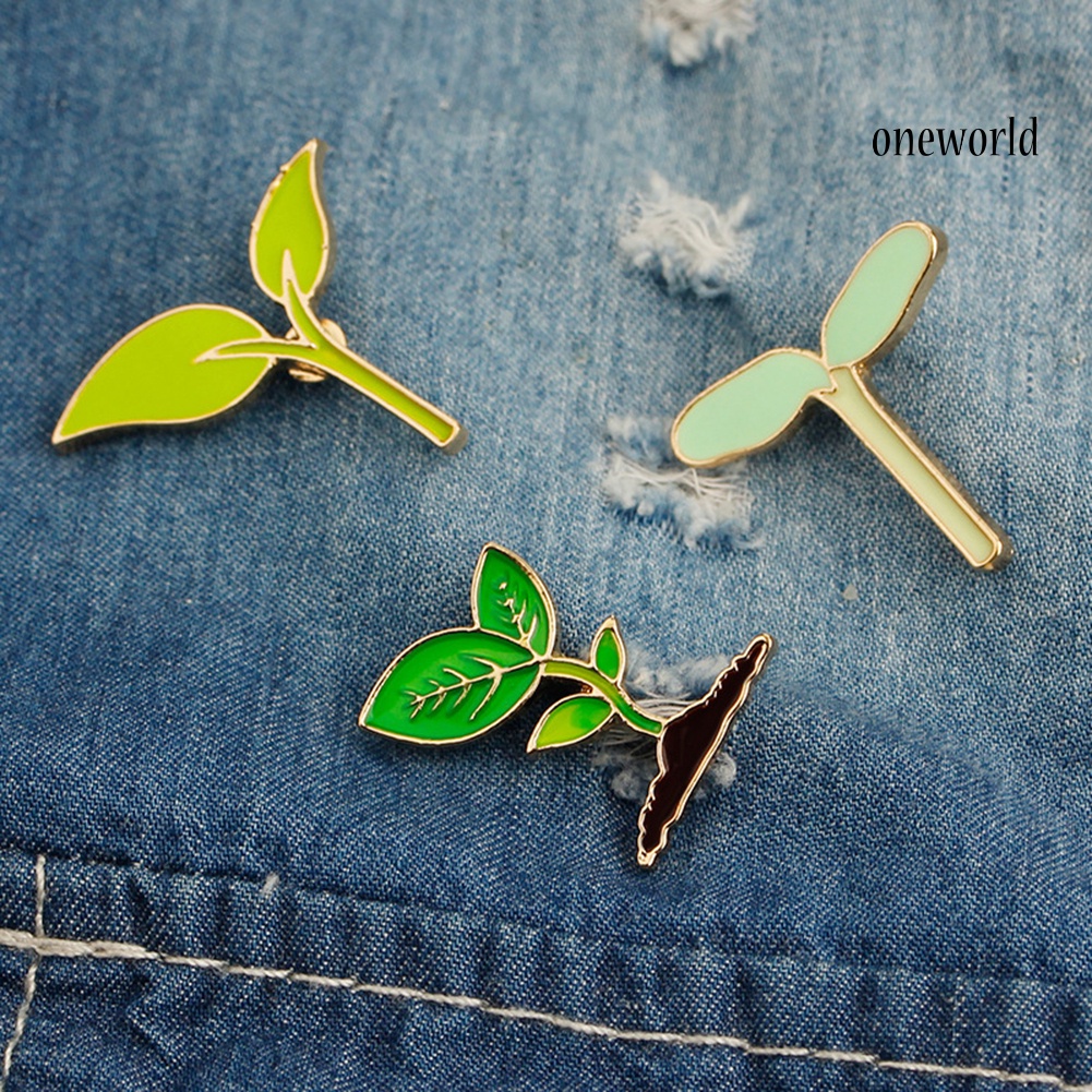 OW@ Fashion Mini Decor Leaf Bean Brooch Pin DIY Button Badge Gift Men Women Jewelry