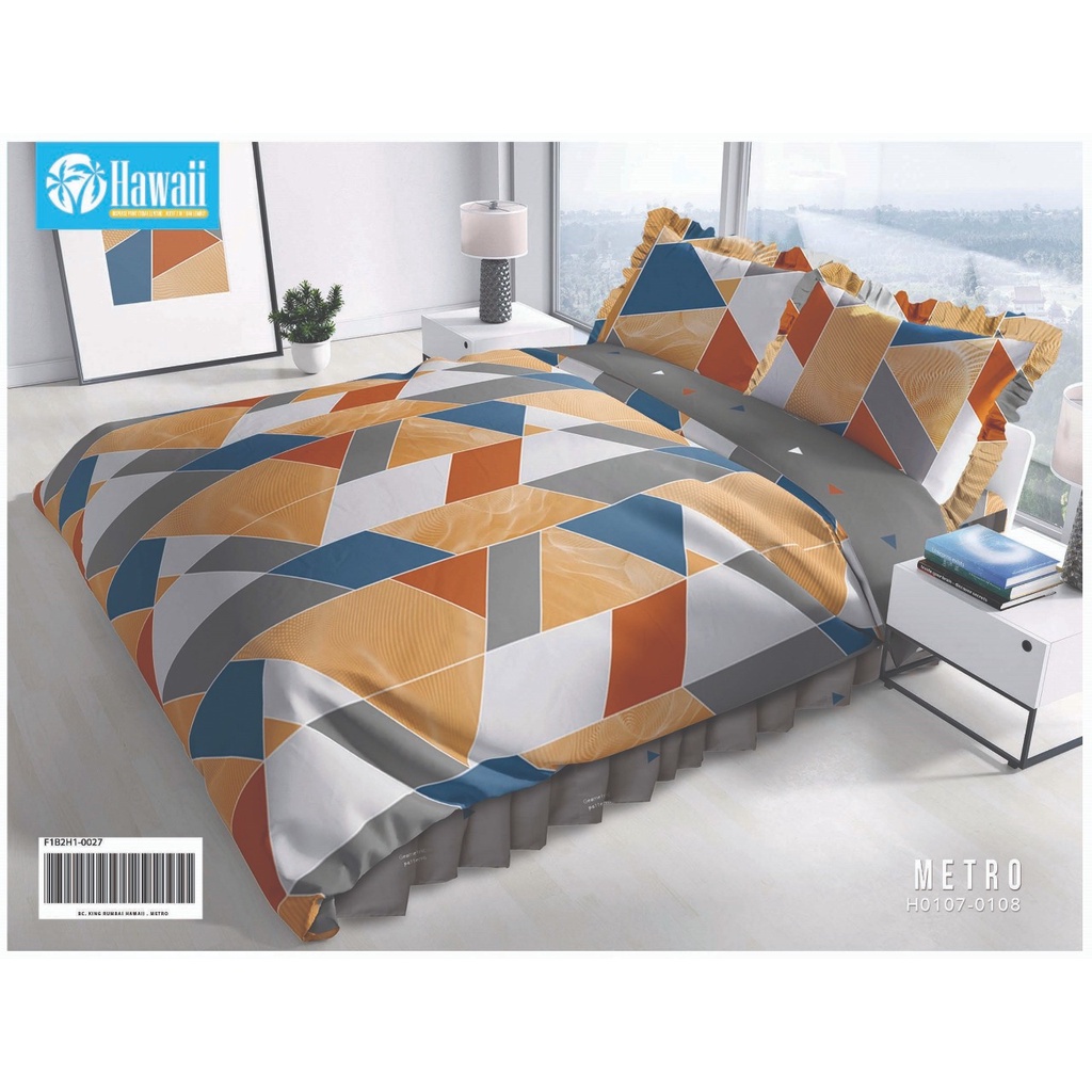 Bedcover Set Hawaii Motif Metro - 180x200x20cm / Bedcover Hawaii Murah
