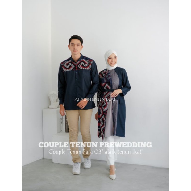 COUPLE BAJU TENUN FARA 03 KEMEJA DAN DRESS TENUN IKAT