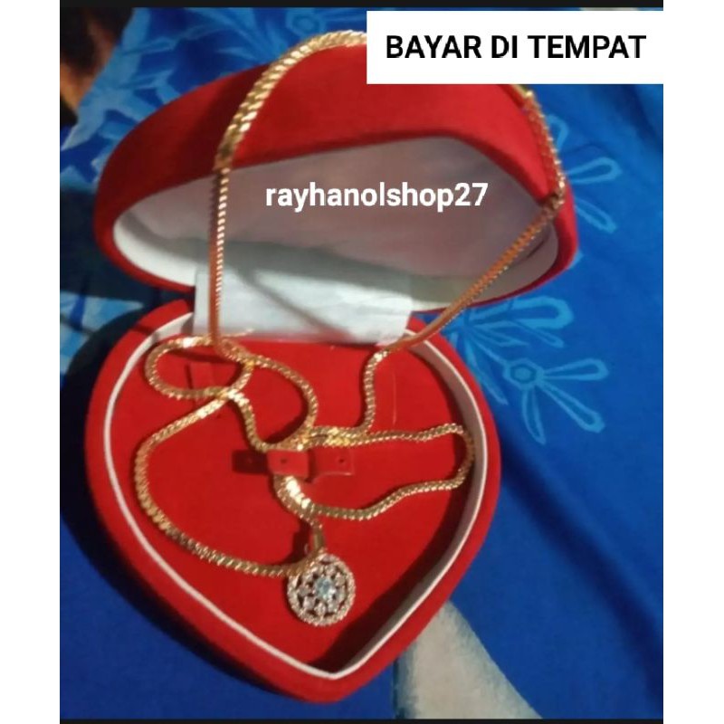 Kalung italy besar Free liontin panjang 45cm-60cm bahan lapis emas 22K sepuhan kuning asli