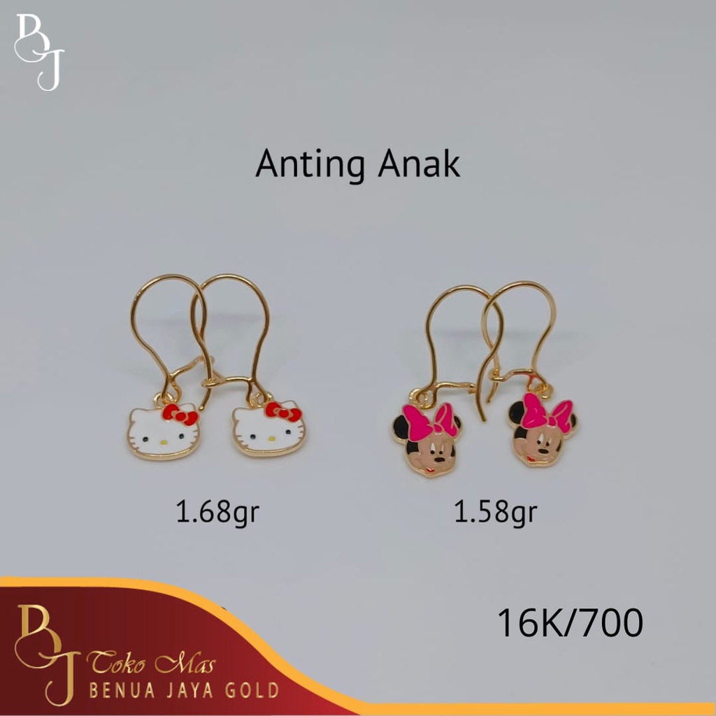 Anting Anak Hello Kitty Minnie Mouse Emas 16K/700