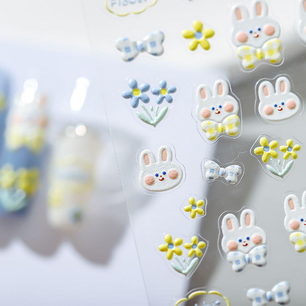 [Elegan] Kartun Stiker Kuku Wanita Lucu Mickey Salju Putih Bunga Perekat Diri Nail Art Dekorasi