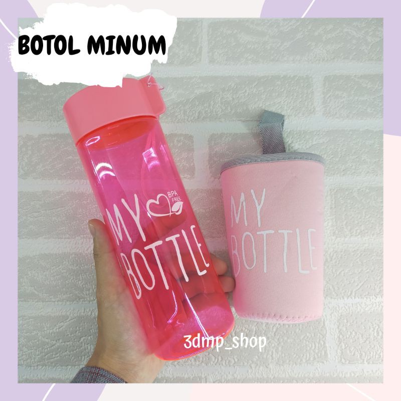 My bottle botol minum pink hitam merah muda