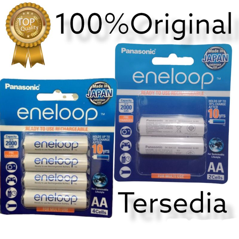 BATERAI Recharger eneloop panasonic ORIGINAL 2000mh a2 isi 4 1.2v