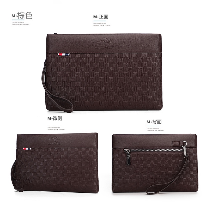 Clutch Pria Tas Tangan Dompet Jinjing Wanita Pria Dompet Serbaguna Dompet HP Bahan Kulit PU Model Terbaru JUNZIDAISHU 1001