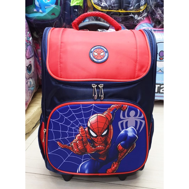 TAS TROLLEY DORONG ANAK SEKOLAH SD ( 16&quot; )LAKI LAKI PANDA POLOS + PANDA DINO KARAKTER SUPER JAGOAN BINTANG KAIN NYLON IMPORT ( PANDA 16inch SD )
