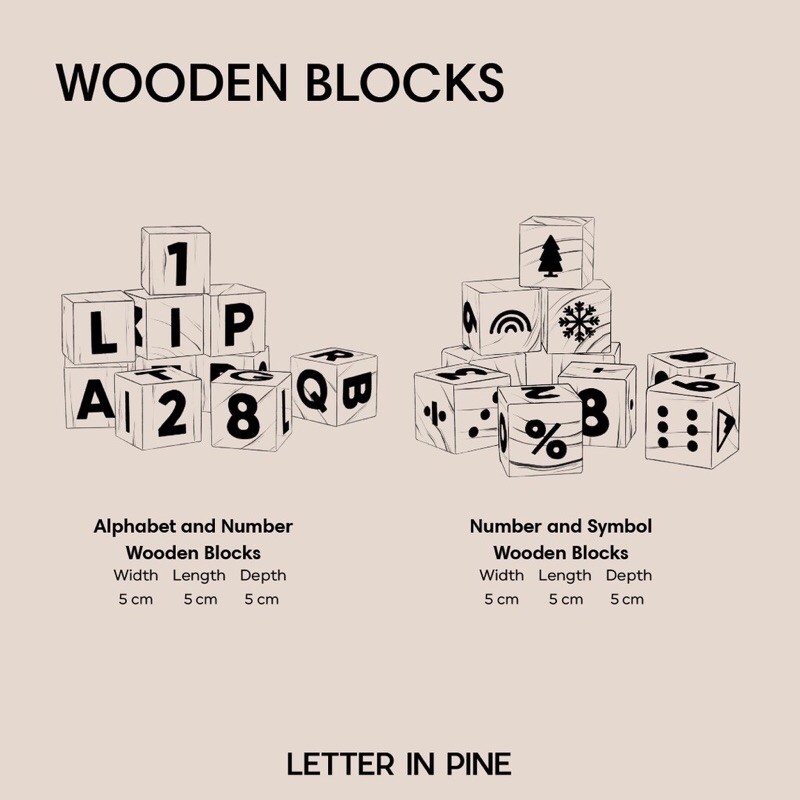 Letter In Pine - Alphabet and Number Block