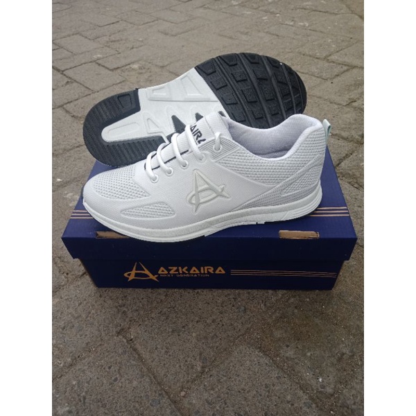 Sepatu sneakers casual pria wanita full white azkaira - sepatu sport