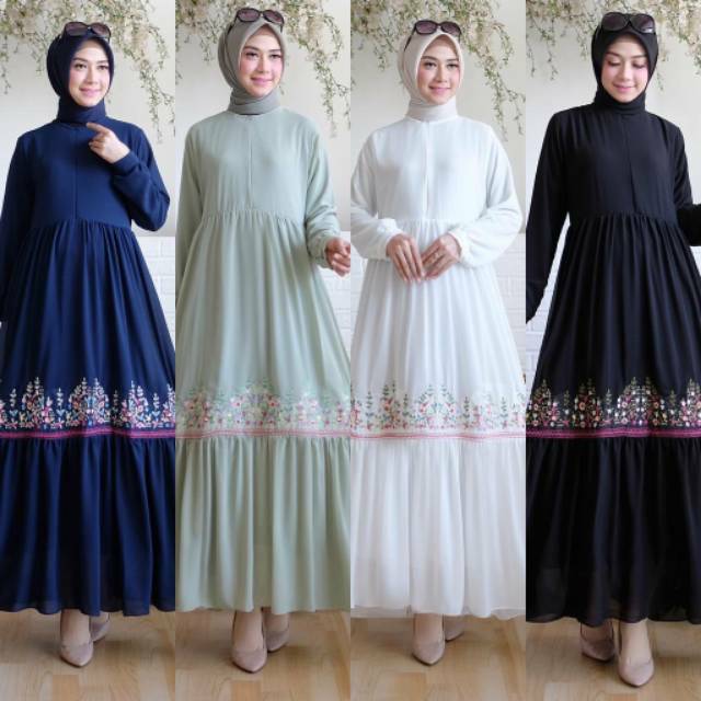 GAMIS ORIGINAL CERUTY PREMIUM APLIKASI BORDIR BUNGA