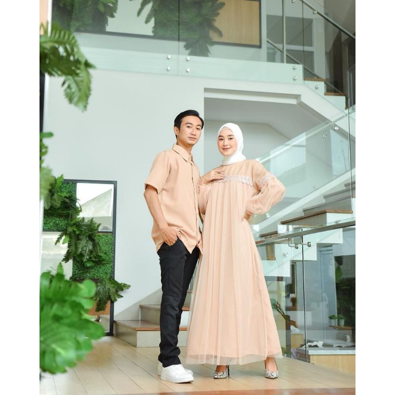 [ COD ] Zoya Couple l Baju Pasangan Gamis Couple Mix Tutu Tile Outfit Muslim Termurah