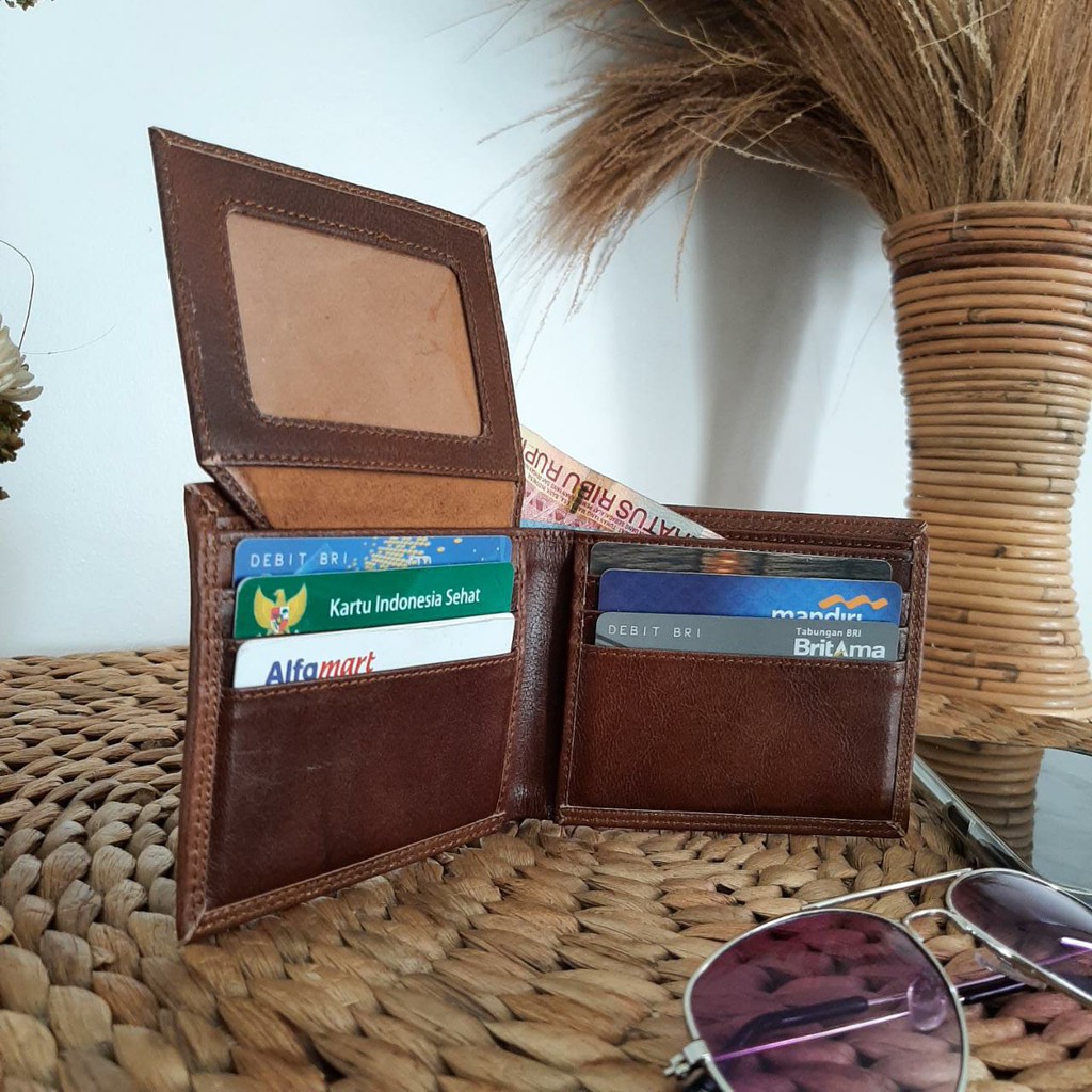 Dompet kulit pria pendek ASLI FULL GRAIN kulit sapi ORI vintage ISHIYA O5G3