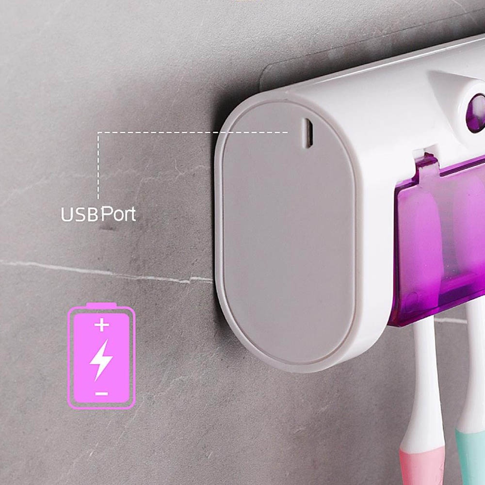 Tempat Sikat Gigi &amp; Dispenser Odol Anti Bakteri Disinfeksi UV Light - Smart tooth Multifunction Toothbrush Sterilizer