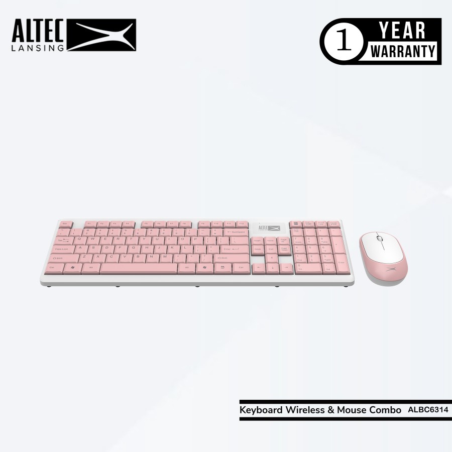 Keyboard Mouse Wireless Altec Lansing ALBC-6314 Silent Peach