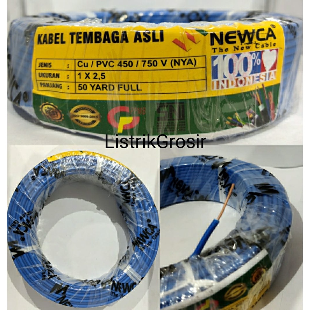 Kabel Engkel 2,5mm Tunggal Newca / Suprera NYA 1x2,5 mm 50y 2.5mm Tembaga Murni SNI By Mikotek Standard PLN