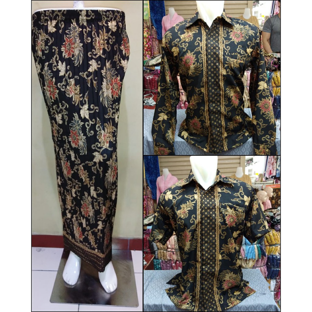 Setelan Couple Kemeja Batik Pria Dan Bawahan Kebaya Rok Plisket Wanita (4)