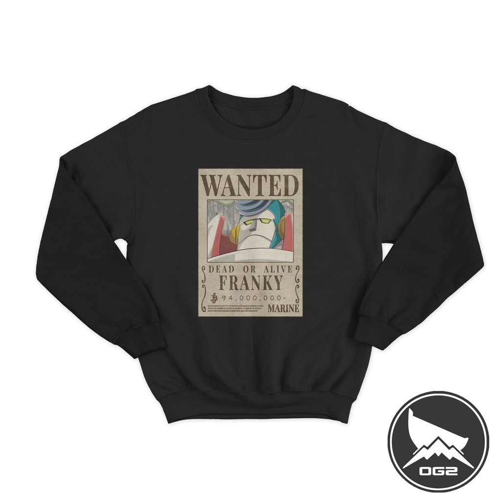 Sweater anime franky shogun wanted bounty one piece  A192 crewneck OG2 2D A