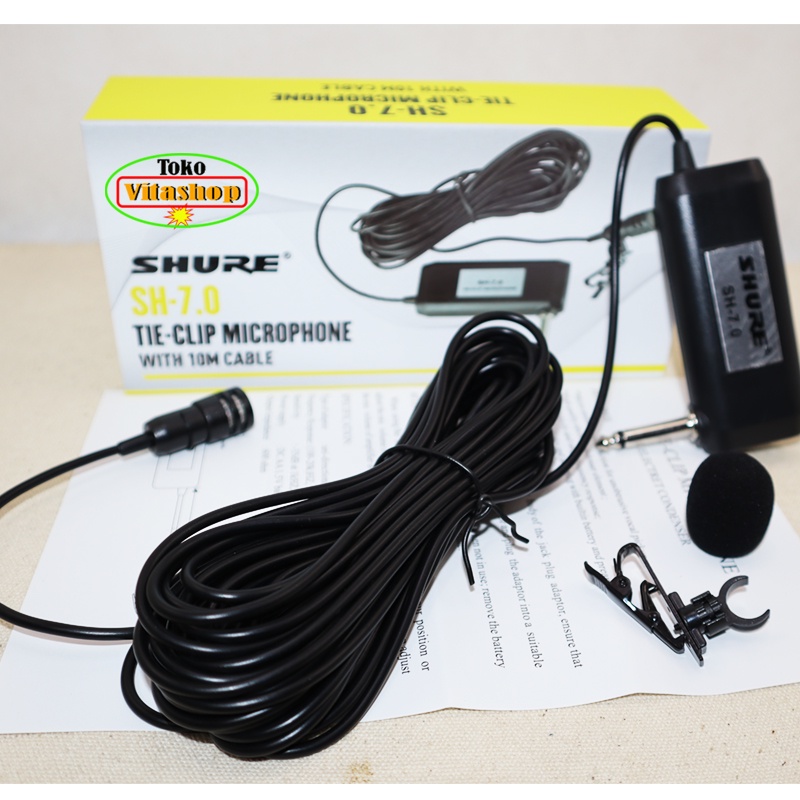 MIK KANCING JEPIT SHURE SH 7.0 MICROPHONE CLIP ON MIKROFON MIC KERAH