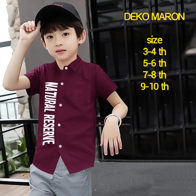 Hem anak laki laki NATURAL lengan pendek / baju kemeja anak / baju anak laki laki umur 6-10tahun