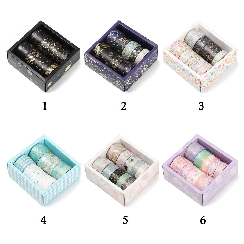 Nanas Washi Tape Bronzing Kombinasi Perlengkapan Sekolah Motif Bunga Diary Label Multi Warna Dekoratif Scrapbooking Stiker