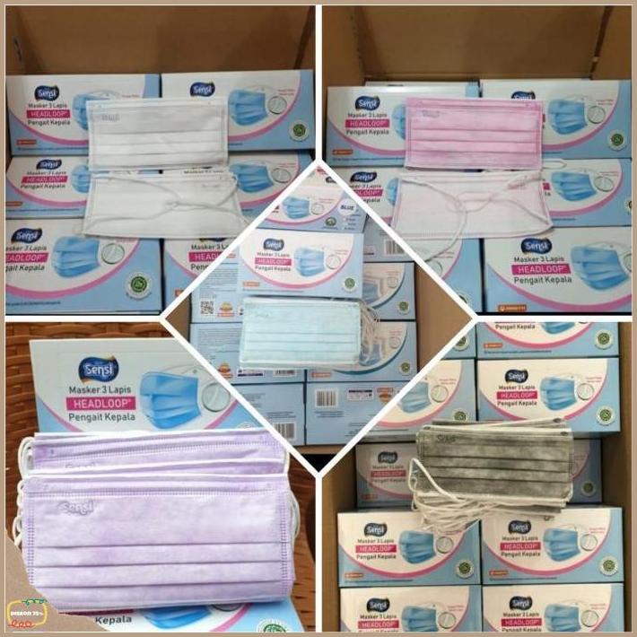 Masker Sensi Headloop Hijab 40 Warna Putih Pink Biru Ungu Abu Abu _Termurah