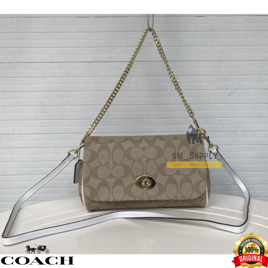 TAS WANITA COACH MINI RUBY CROSSBODY SIGNATURE IN CANVAS WHITE - NO BOX