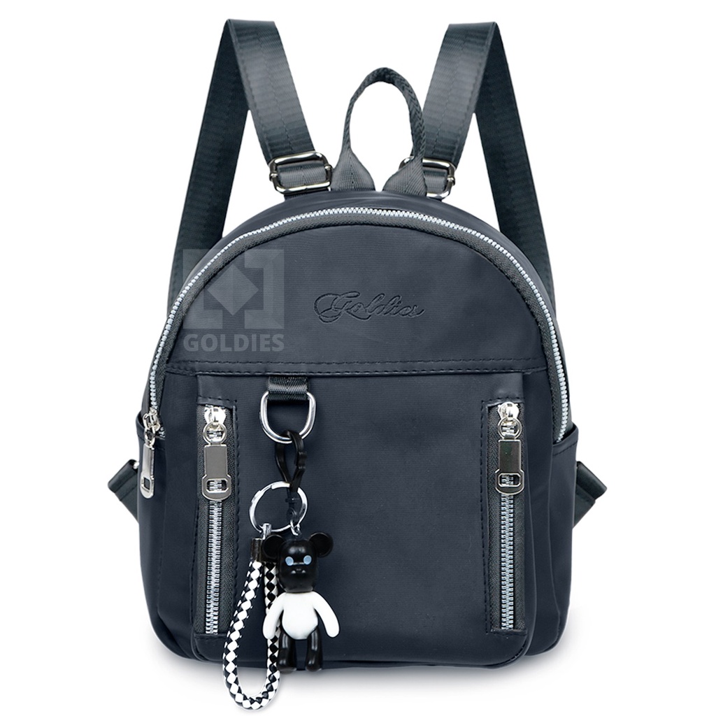 Goldies Tas Ransel Wanita Mini Style Korea Import Tas Backpack Mini Anti Air Free Gantungan-Abu Goldies