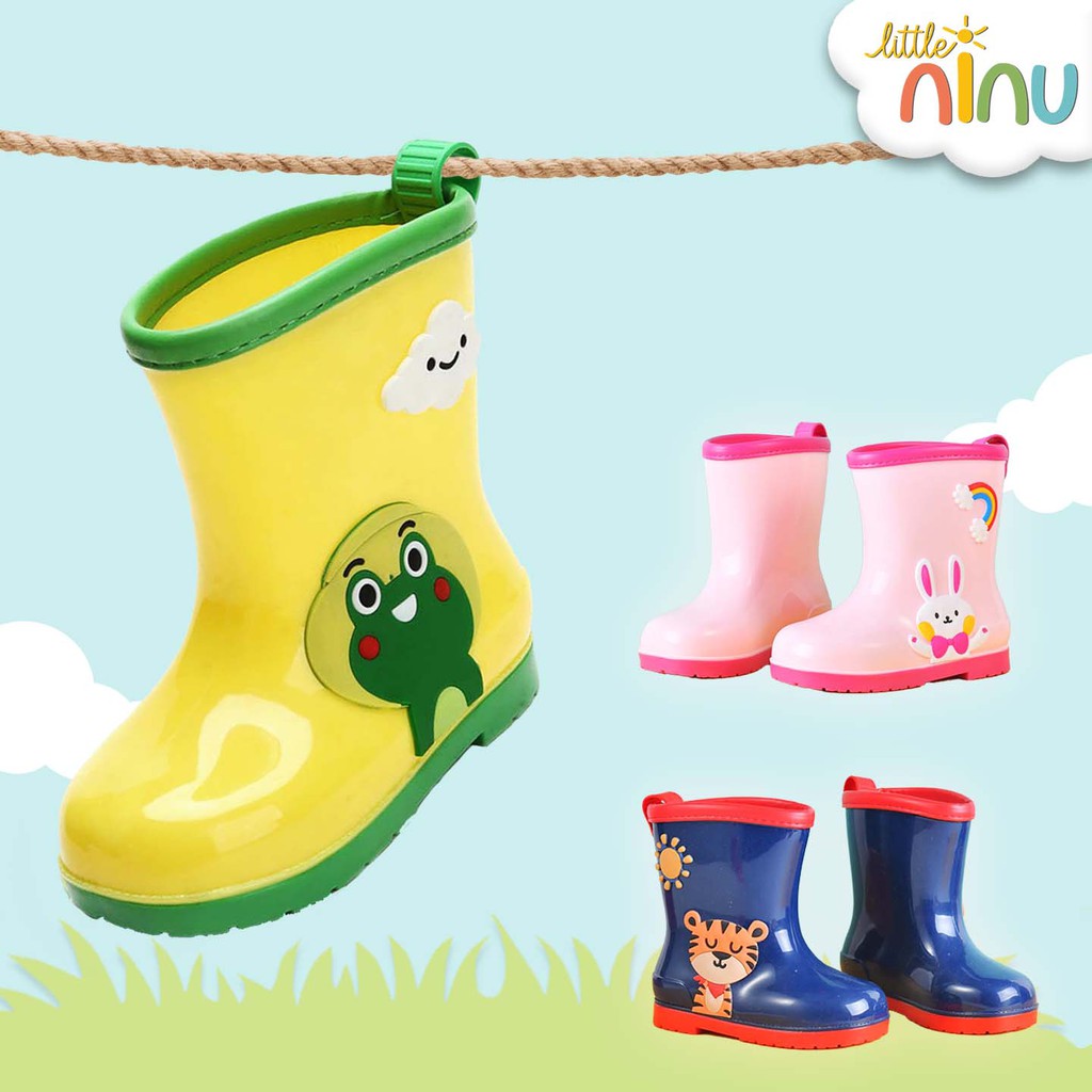 Sepatu Boot Anti Air Anak / Sepatu Hujan Anak Karakter Binatang Little Ninu