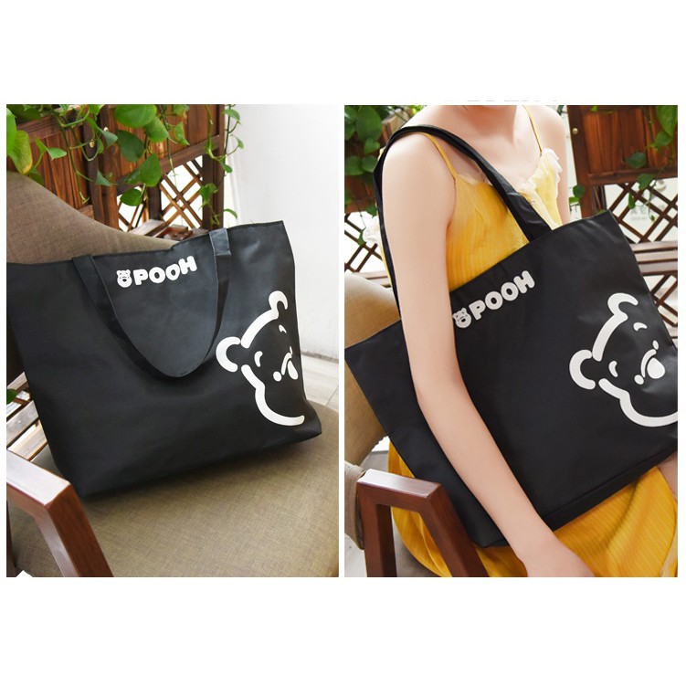 ELFYDO ELF1390 Totebag Wanita Tote Bag Resleting Kanvas Karakter