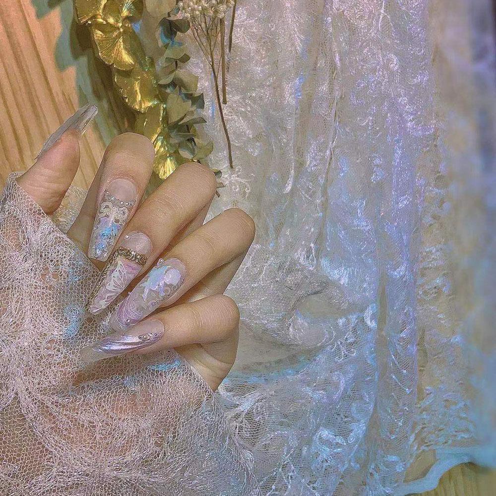 Mxbeauty 5D Stiker Kuku Timbul Salon Gaya Eropa Love Hati Mutiara Bunga Retro Rococo Nail Art Dekorasi