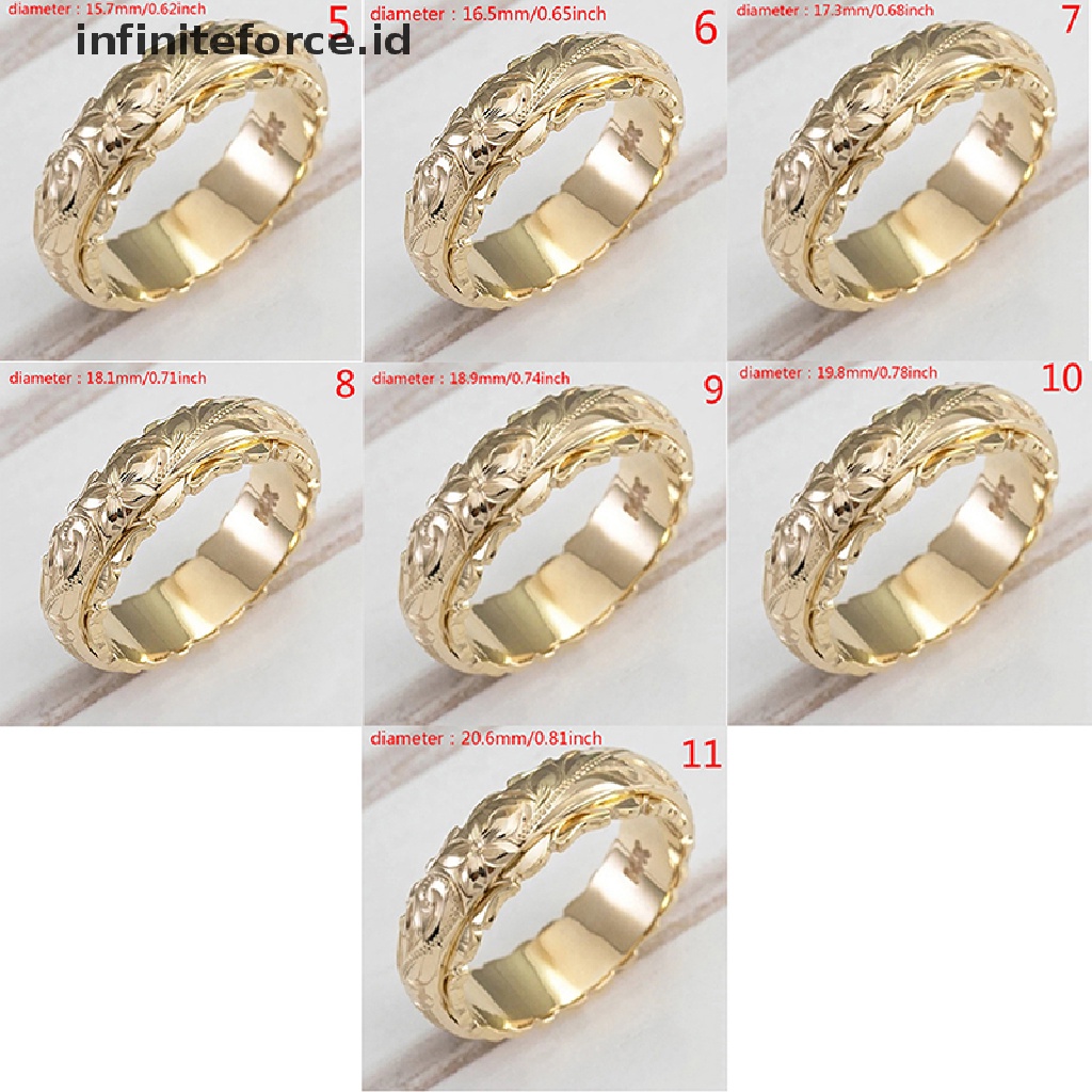 Cincin Ukir Bunga Lapis Emas 14k