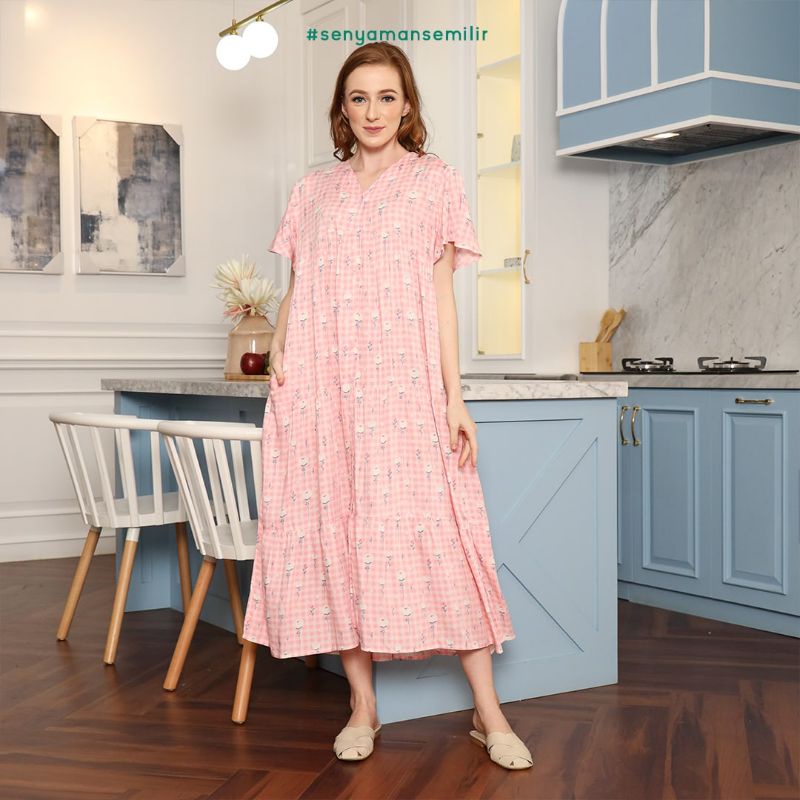 ELENA FLOWLY - Homedress lengan pendek