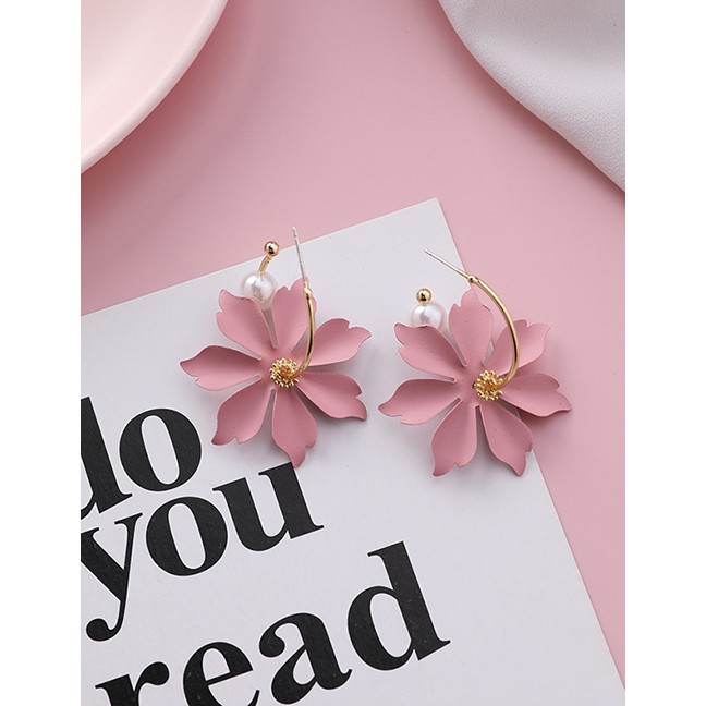 LRC Anting Tusuk Fashion S925 Silver Needle Spray Paint Flower F56856