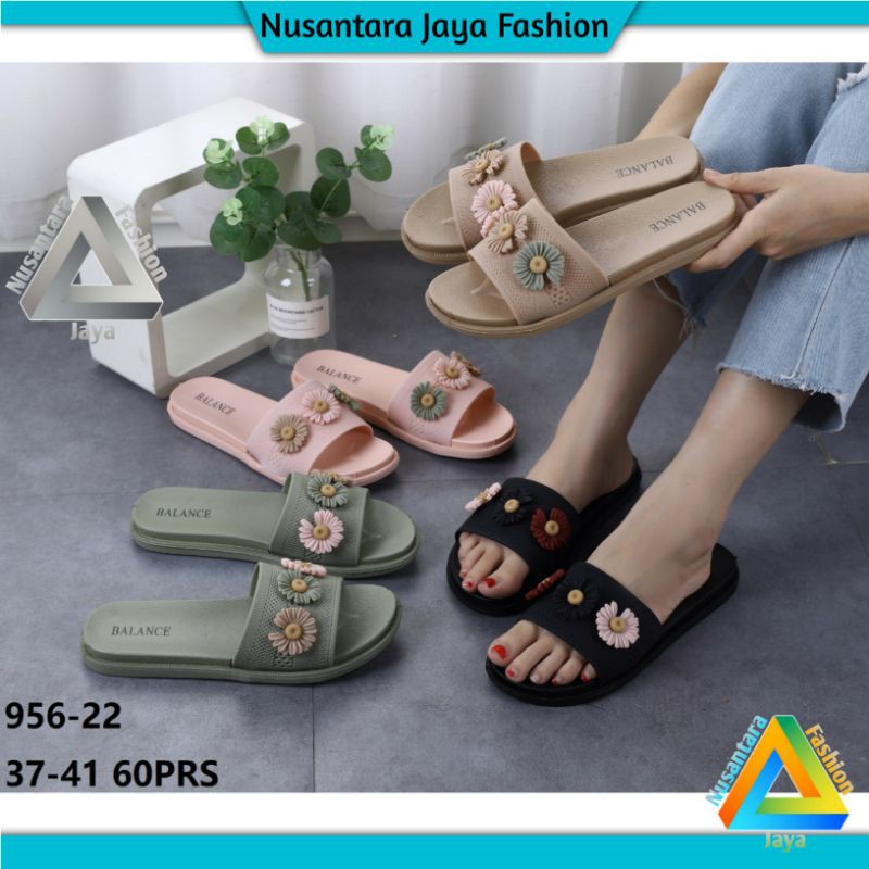 ⚡12.12 TERLARIS⚡ Sandal Jelly Premium Import - Sendal Wanita Slip on - Sandal Balance 956-22