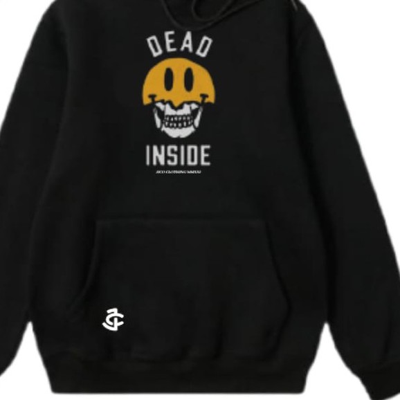 Jaket Hoodie Pria Original Brand Jico Clothing Warna Hitam Drawing Dead Inside