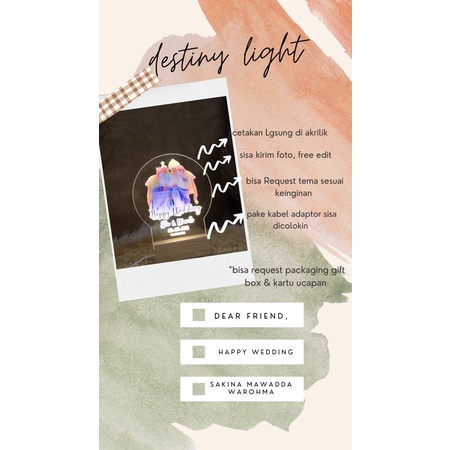 

Kado Spesial!!!! Destiny Light ukir cocok jadi kado wedding,ultah,anniv atau moment spesial lainnya