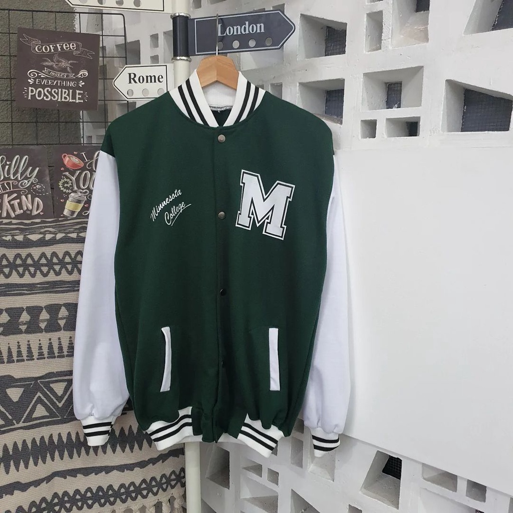 Jaket Baseball  Oversize Wanita Terbaru M Minnesota Bahan Pleece Terbaru