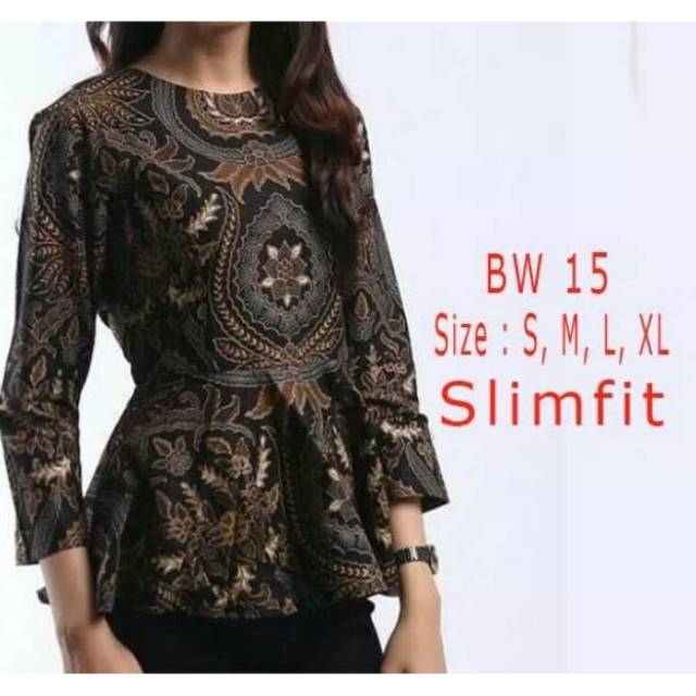 BAJU BATIK WANITA SLIM FIT BW15 KEMEJA UNIK PREMIUM