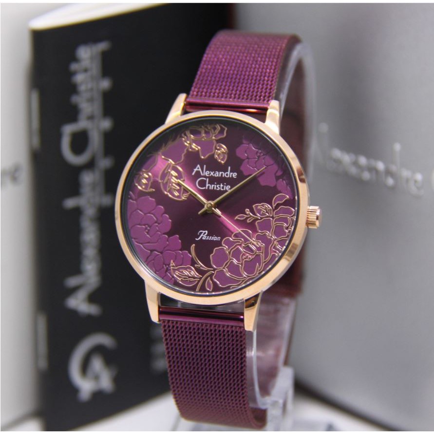 Jam tangan wanita Jam tangan purple   Jam tangan Alexandre Christie AC2853 RoseGold Purple