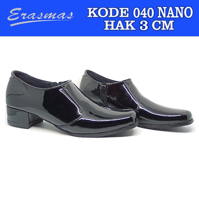 Sepatu Ankle Boot Resleting 040 Erasmas Hak 3 Cm Polwan Kowad Satpol PP Security Secwan Bhayangkari