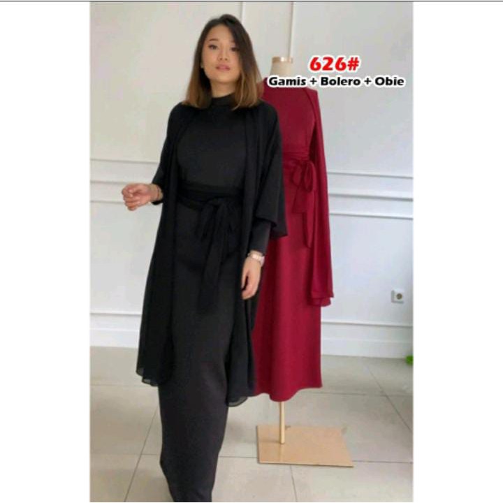 626#gamis+bolero+obie/dress muslim/dress bolero/fashion muslim wanita-hitam