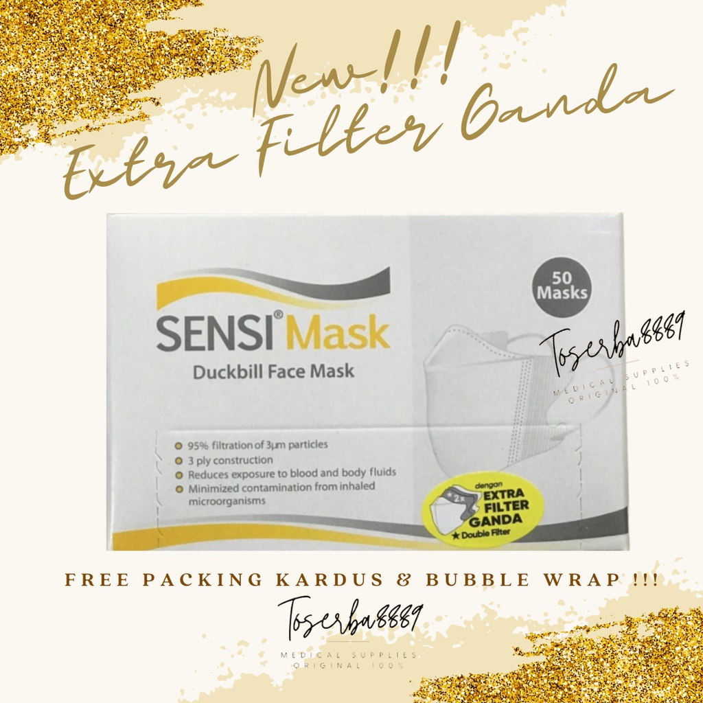 TERMURAH Masker Sensi Duckbill isi 50 / SENSI DUCKBILL ISI 50 PCS MASKER SENSI / ORIGINAL ADA EMBOST