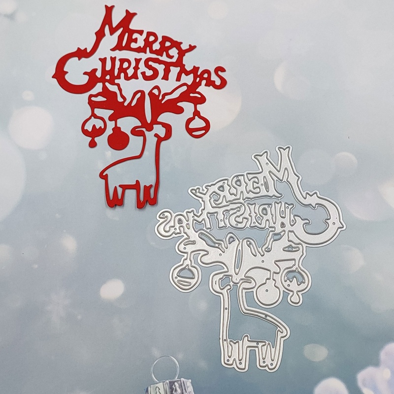 Cetakan Stensil Cutting Dies Motif Rusa Natal Bahan Metal Untuk Scrapbook / Craft DIY