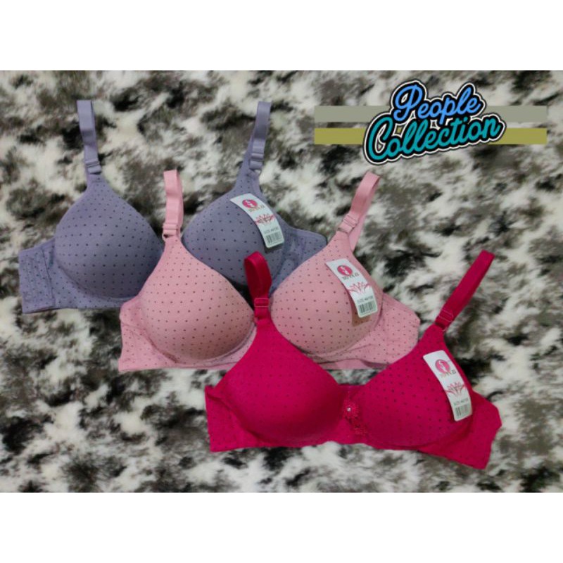 Bra/BH Murah Tanpa Kawat Cup Jumbo/Besar TOYAZI Motif Polkadot | BH busa | BH Kait 3 | Full Cup