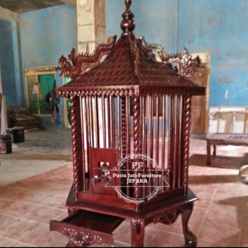 Kandang ayam bekisar/sangkar burung besar bahan kayu jati