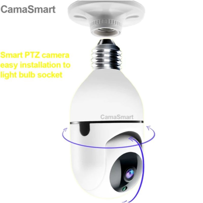 Kamera Cctv Ip Wifi Hd 8MP 1080p Panoramic 360 Derajat Bentuk Lampu Bohlam