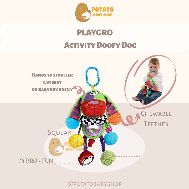Playgro Zz Activity Doofy Dog / Mainan Stroller