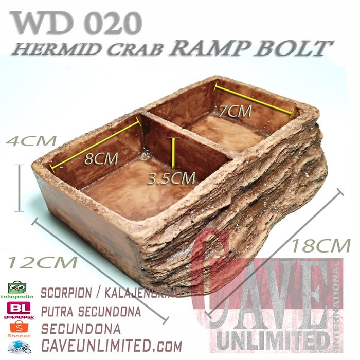 wd020 hermit crab ramp bowl tempat minum makan rendam kelomang 2in1
