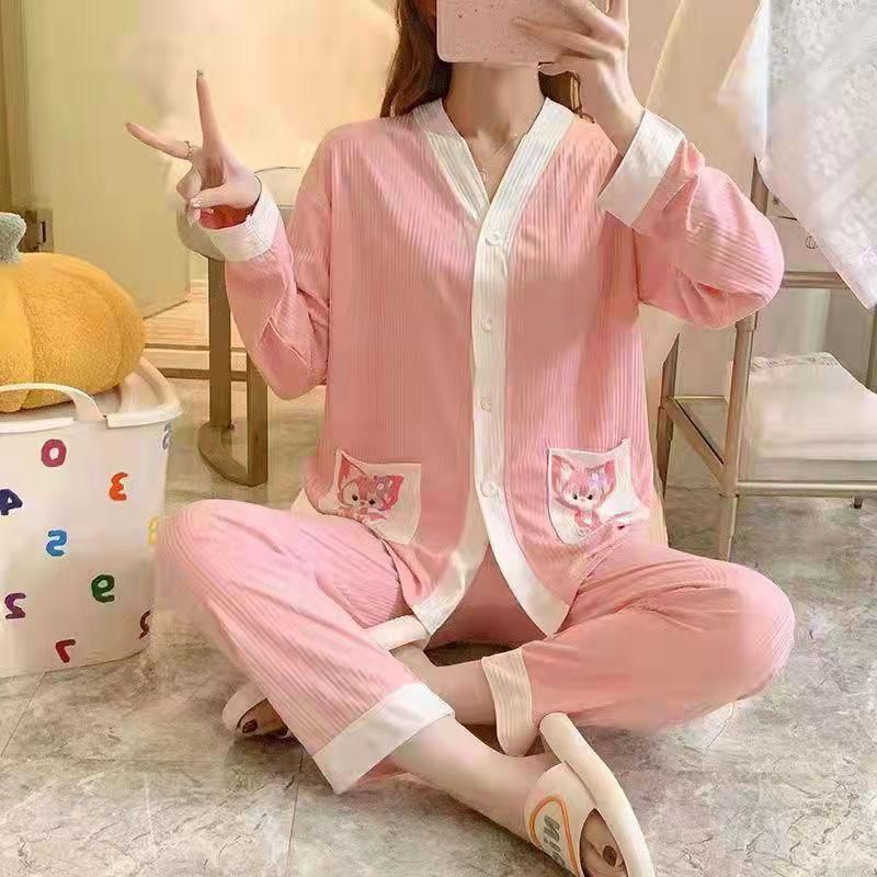 COD Stelan Import PP Kancing /Piyama Oversize lengan panjang/ Baju tidur Dewasa Wanita-11